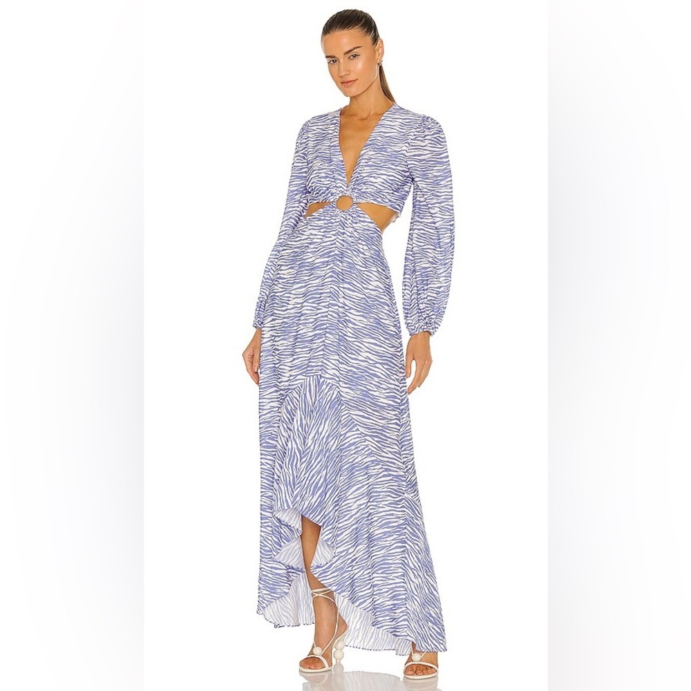 Jonathan Simkhai Jaelynn Cut Out Dress in Zebra Cerulean & White